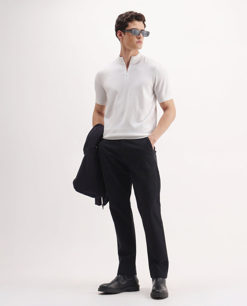 Rare Rabbit Men's Alfeto White Viscose Plain Regular Fit Half Sleeve Polo