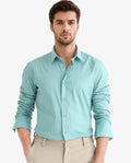 Rare Rabbit Men's Anemo Dusky Turq Cotton Striped Print Regular Fit Full Sleeve Collared Shirt