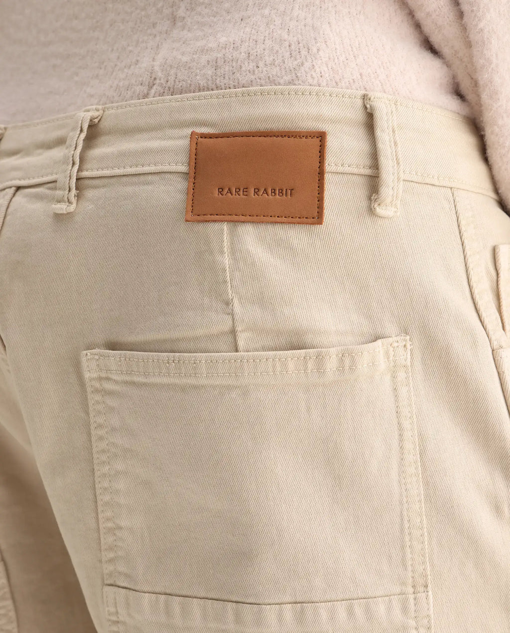 Rare Rabbit Men's Arni Off White Cotton Plain Relaxed Fit Jeans