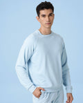 Rare Rabbit Articale Men's Arum Clear Blue Cotton Fabric Full Sleeves Solid Sweatshirt
