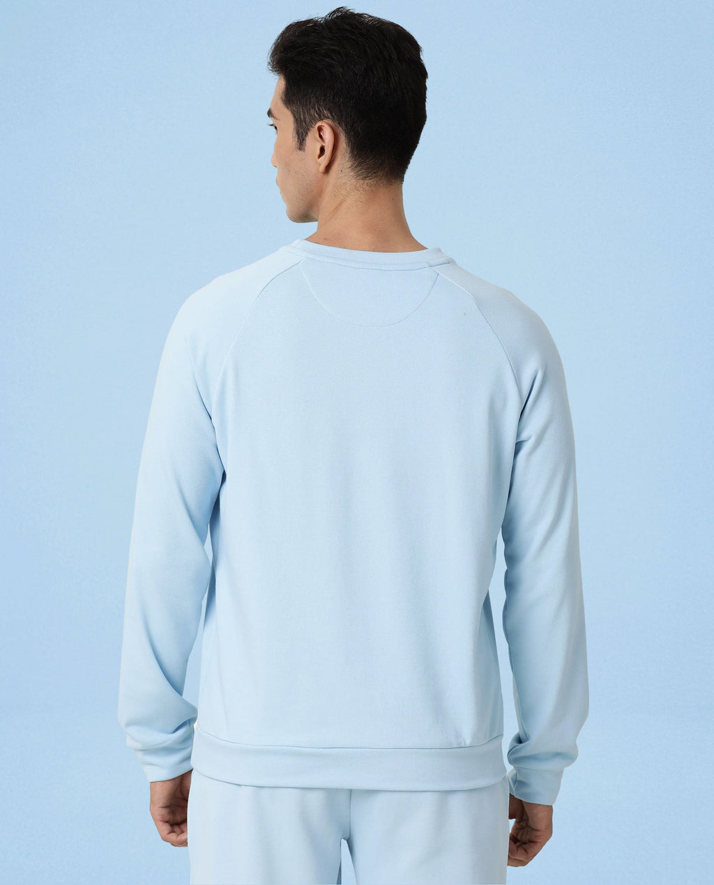 Rare Rabbit Articale Men's Arum Clear Blue Cotton Fabric Full Sleeves Solid Sweatshirt