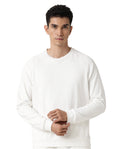 Rare Rabbit Articale Men's Arum Ivory White Cotton Fabric Full Sleeves Solid Sweatshirt