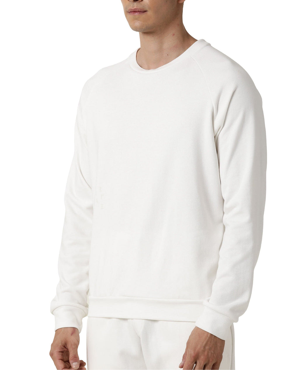 Rare Rabbit Articale Men's Arum Ivory White Cotton Fabric Full Sleeves Solid Sweatshirt