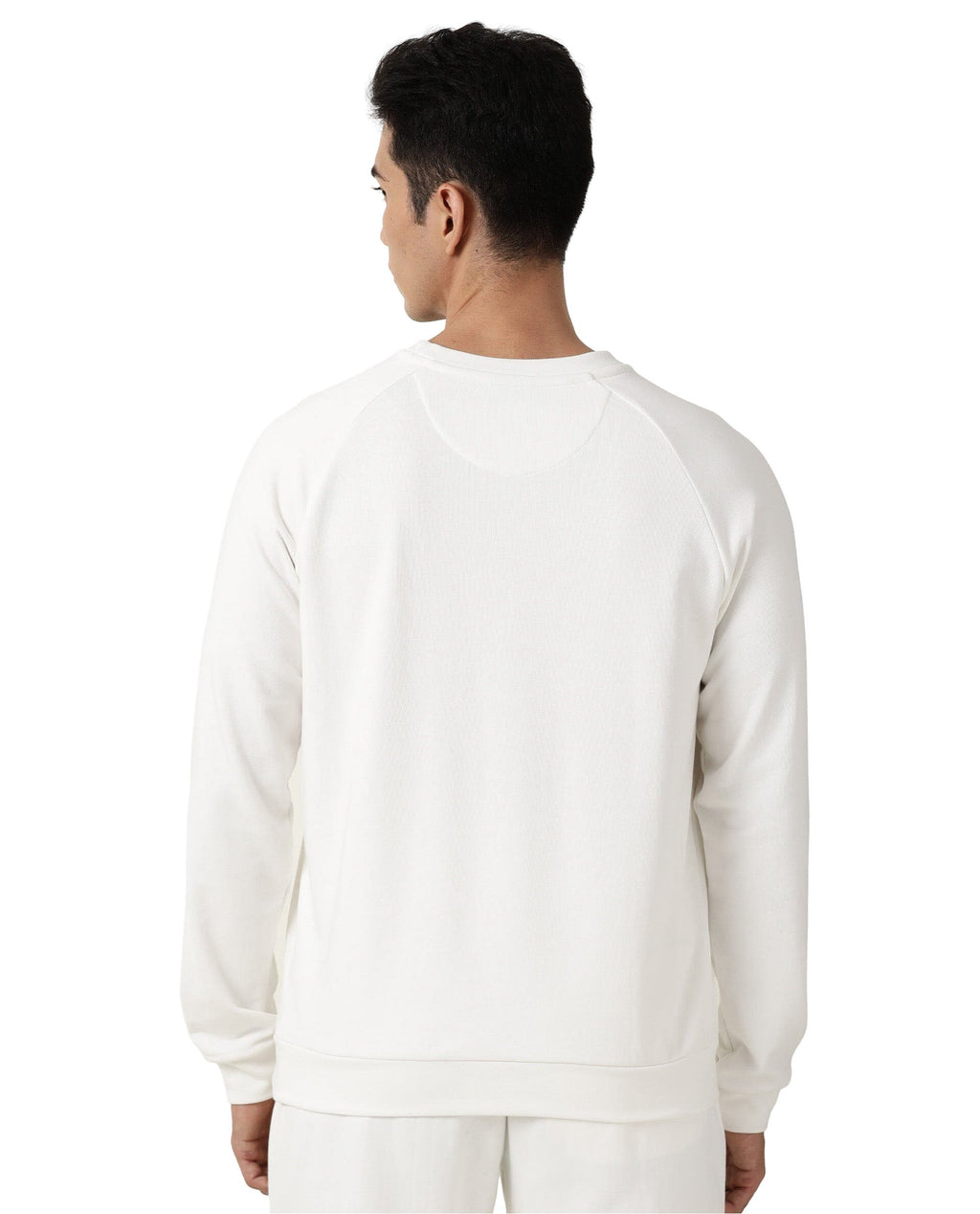 Rare Rabbit Articale Men's Arum Ivory White Cotton Fabric Full Sleeves Solid Sweatshirt
