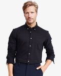 Rare Rabbit Men's Auxfo Black Cotton Plain Regular Fit Full Sleeve Button-Down Collar Shirt