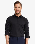 Rare Rabbit Men's Auxon Black Cotton Textured Regular Fit Full Sleeve Collared Shirt