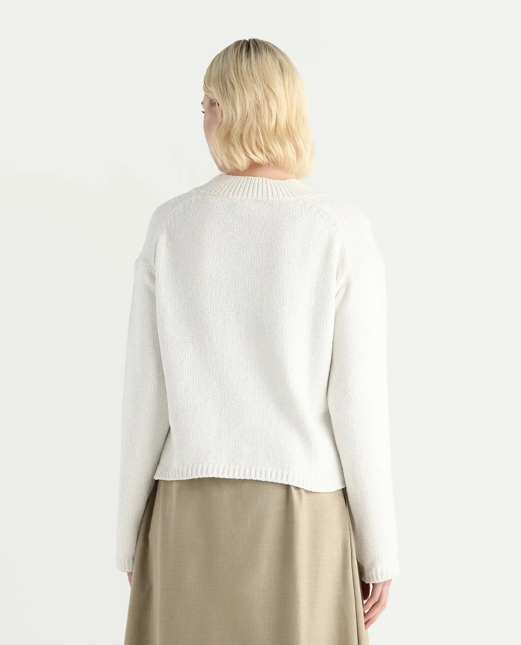 Rareism Women's Chenin Off White Polyester High Neck Oversize Fit Sweater