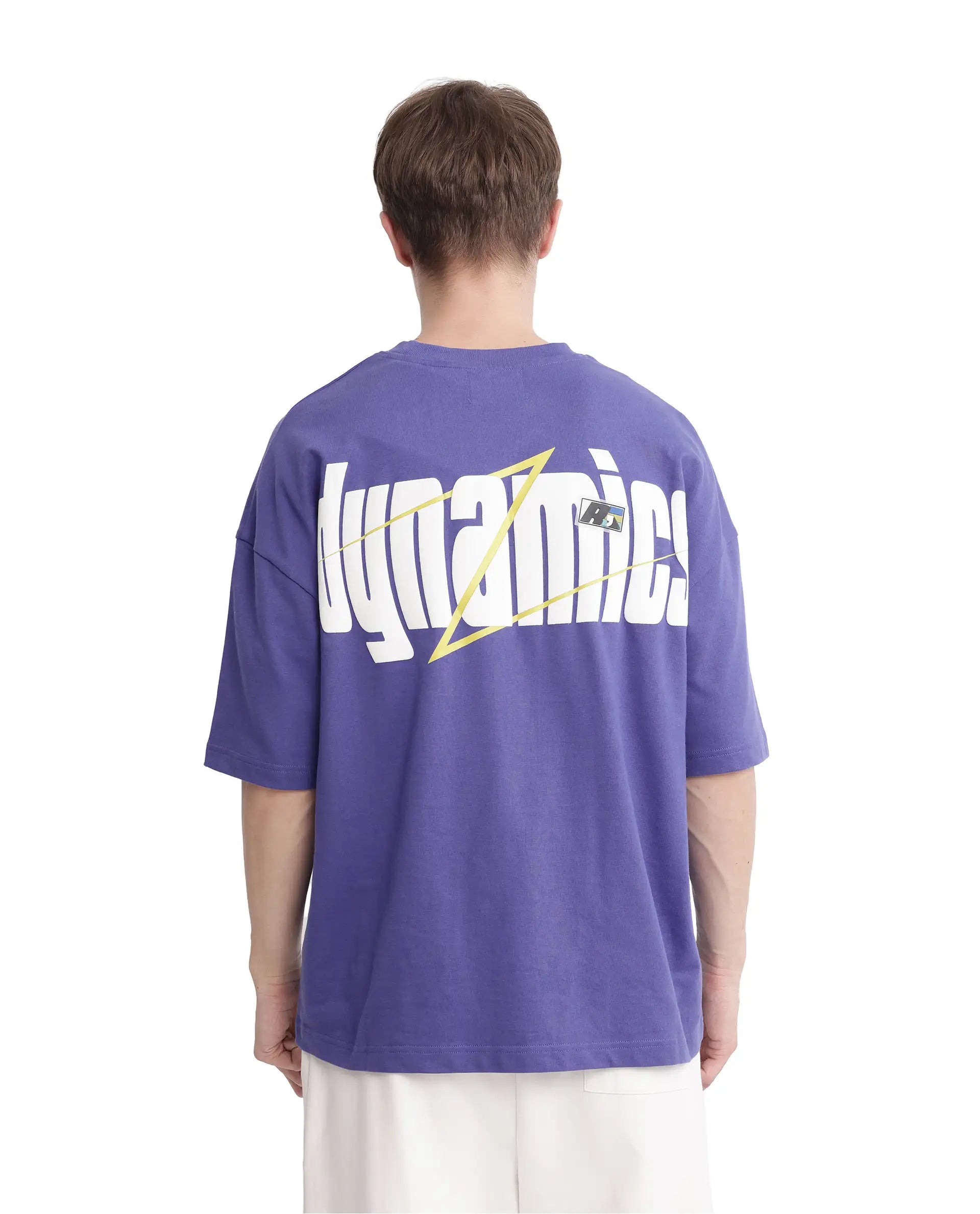 Rare Rabbit Men's Chile Purple Cotton Graphic Print Oversized Fit Half Sleeve Crew Neck T-Shirt