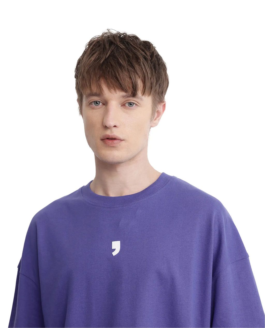 Rare Rabbit Men's Chile Purple Cotton Graphic Print Oversized Fit Half Sleeve Crew Neck T-Shirt
