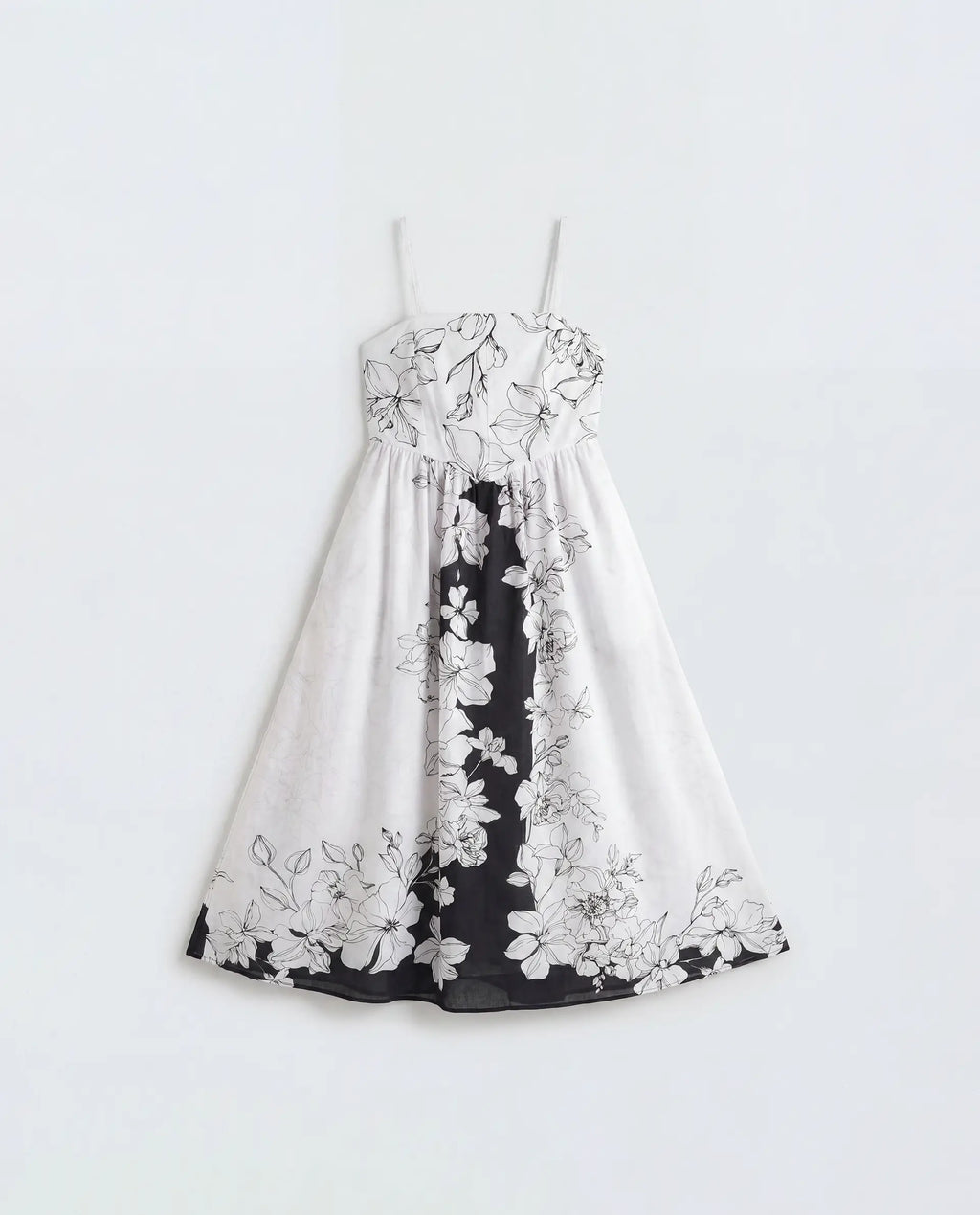 Rareism Women's Clara White Cotton Sleeveless Fit And Flare Floral Print Dress