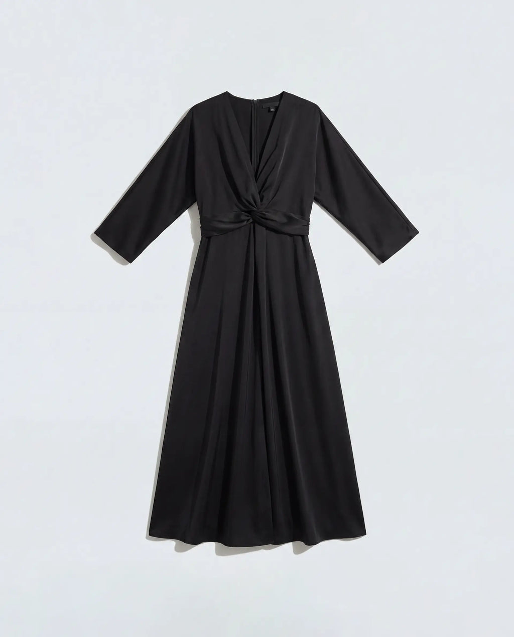 Rareism Women's Cleah Black Polyester 3/4Th Sleeve Flared Plain Dress
