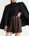 Rareism Women's Cunelo Brown Viscose Blend Plain Mini Regular Fit Shorts