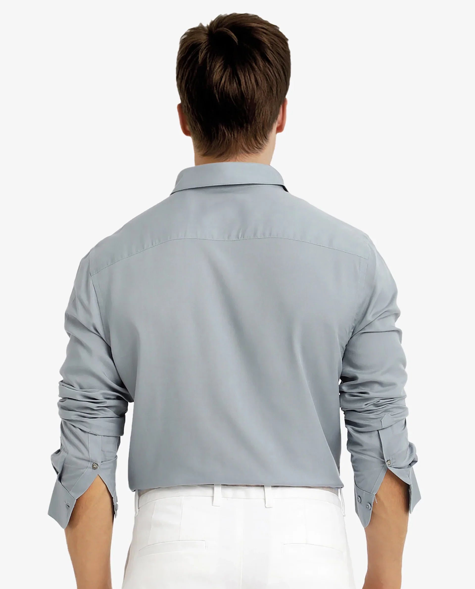 Rare Rabbit Men's Dub Dusky Blue Modal Plain Regular Fit Full Sleeve Collared Shirt