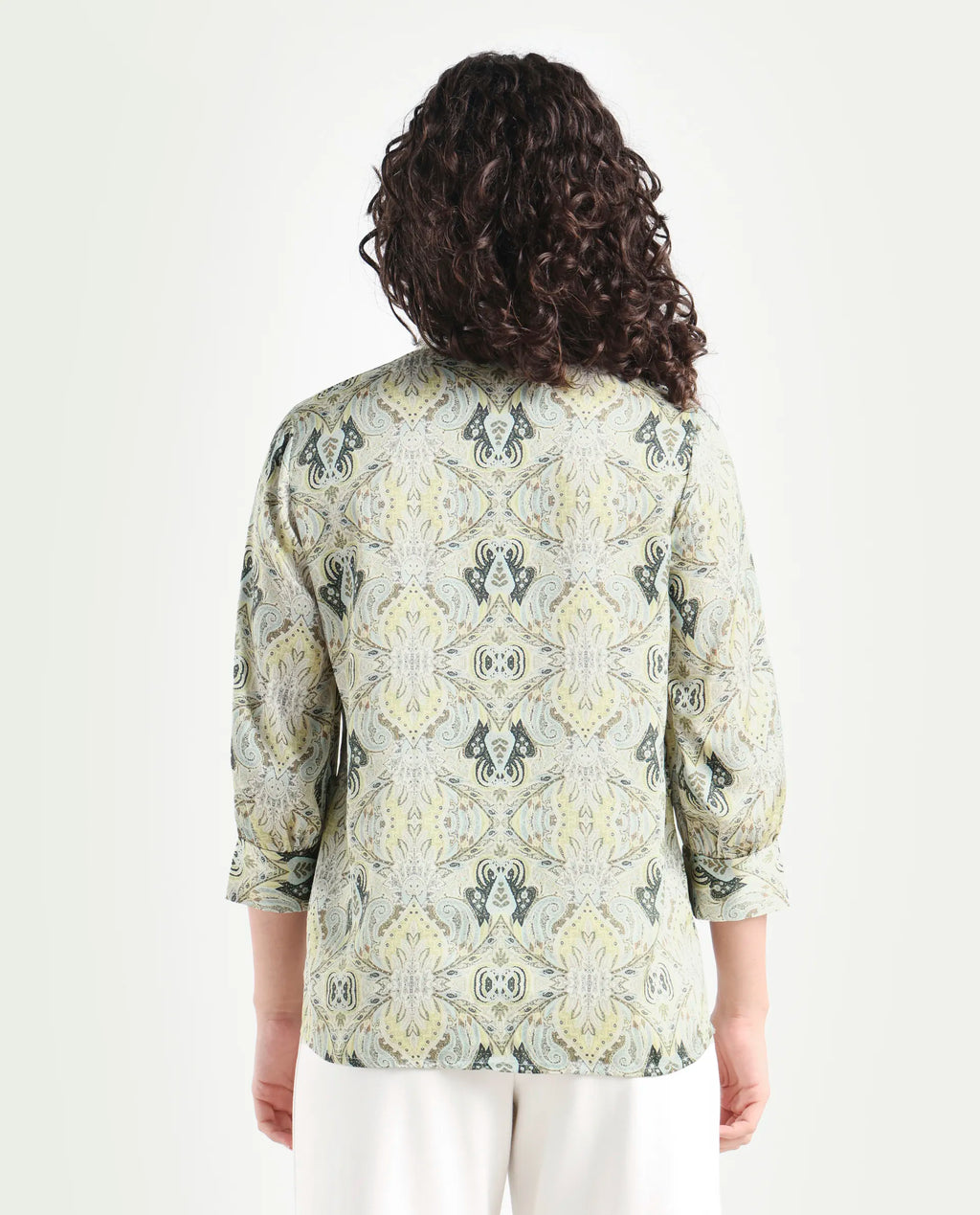 Rareism Women's Epsea Multi Cotton Paisley Print Cuffed Sleeve Regular Fit Top