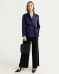 Rareism Women's Esena Dark Navy Polyester Lapel Neck Abstract Print Tailored Blazer