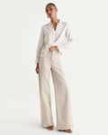 Rareism Women's Exenta Beige Cotton Wide Leg Plain Jeans