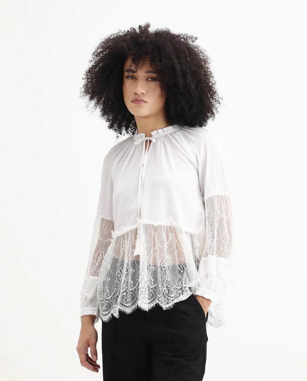 Rareism Women's Florida White Sweetheart Neck Plain Raglan Sleeve Relaxed Fit Top