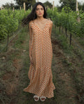 Rareism Women Tou Orange Dress Sleeveless Printed