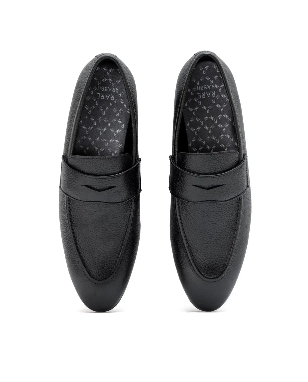 Rare Rabbit Men Ardent Black Milled Leather Penny Saddle Slip-On Loafers