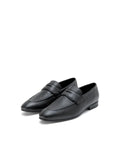Rare Rabbit Men Ardent Black Milled Leather Penny Saddle Slip-On Loafers