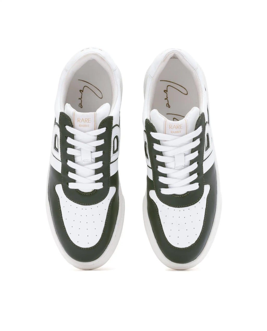 Rare Rabbit Mens Cygnus Pro Green Genuine Leather Dual Tone Low-Top Lace-Up Sneaker Shoe