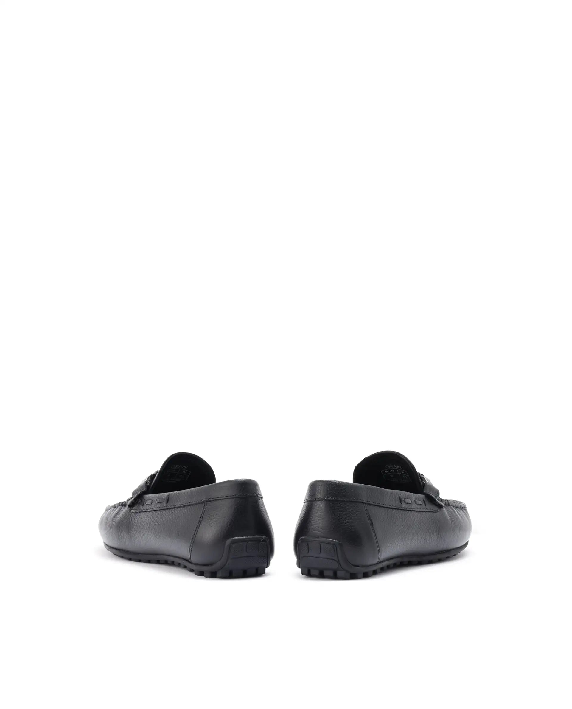 Rare Rabbit Men's Grain Black Slip-On Genuine Milled Leather Driving Moccasin