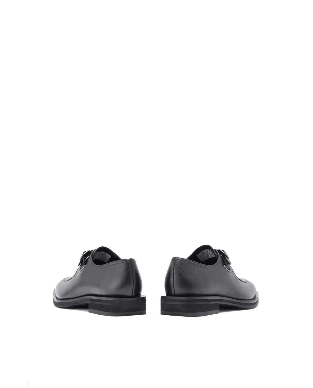 Rare Rabbit Men Kai Black Genuine Leather Buckle Strap Slip-On Loafers