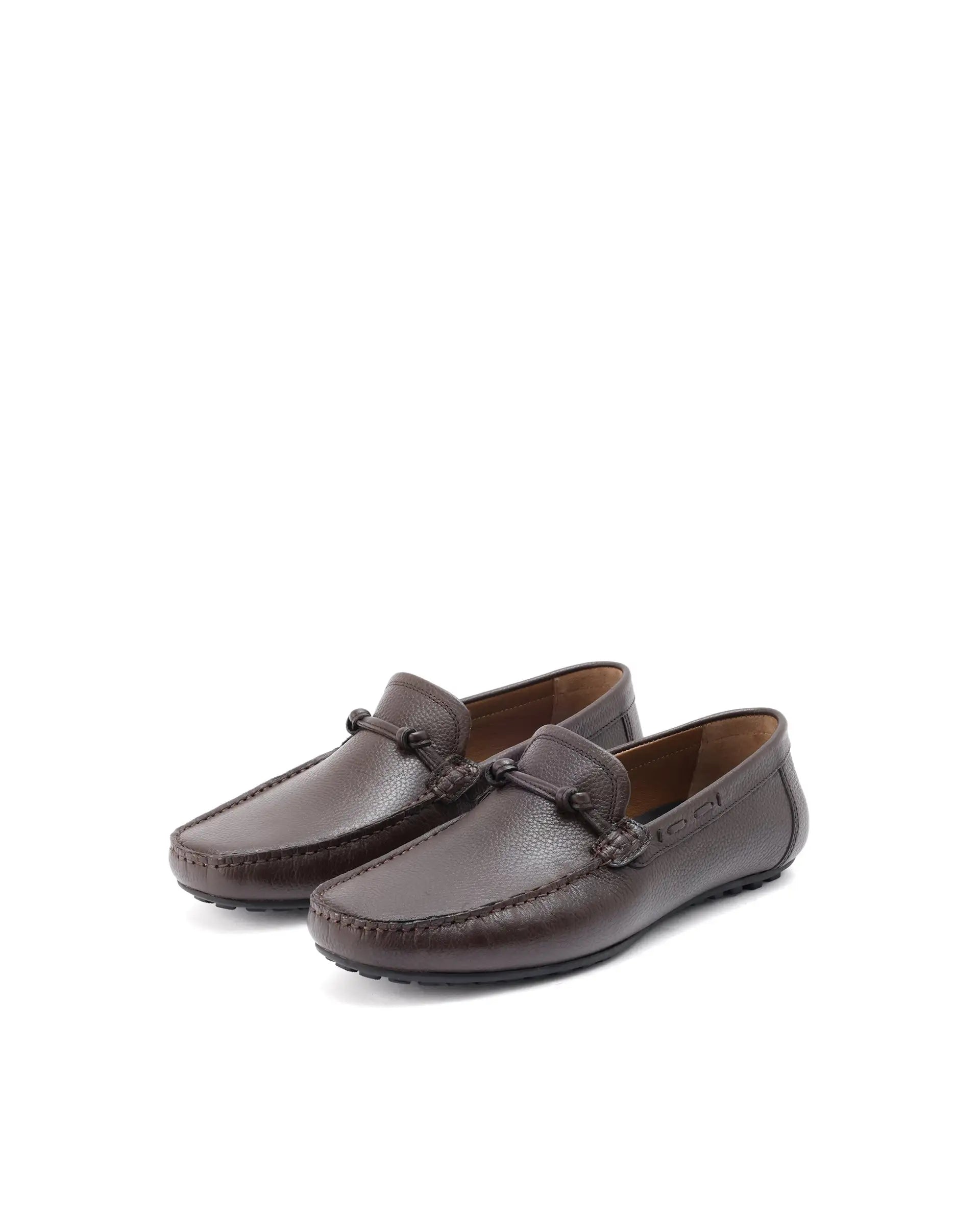 Rare Rabbit Men's Knott Brown Slip-On Genuine Milled Leather Driving Mocassin