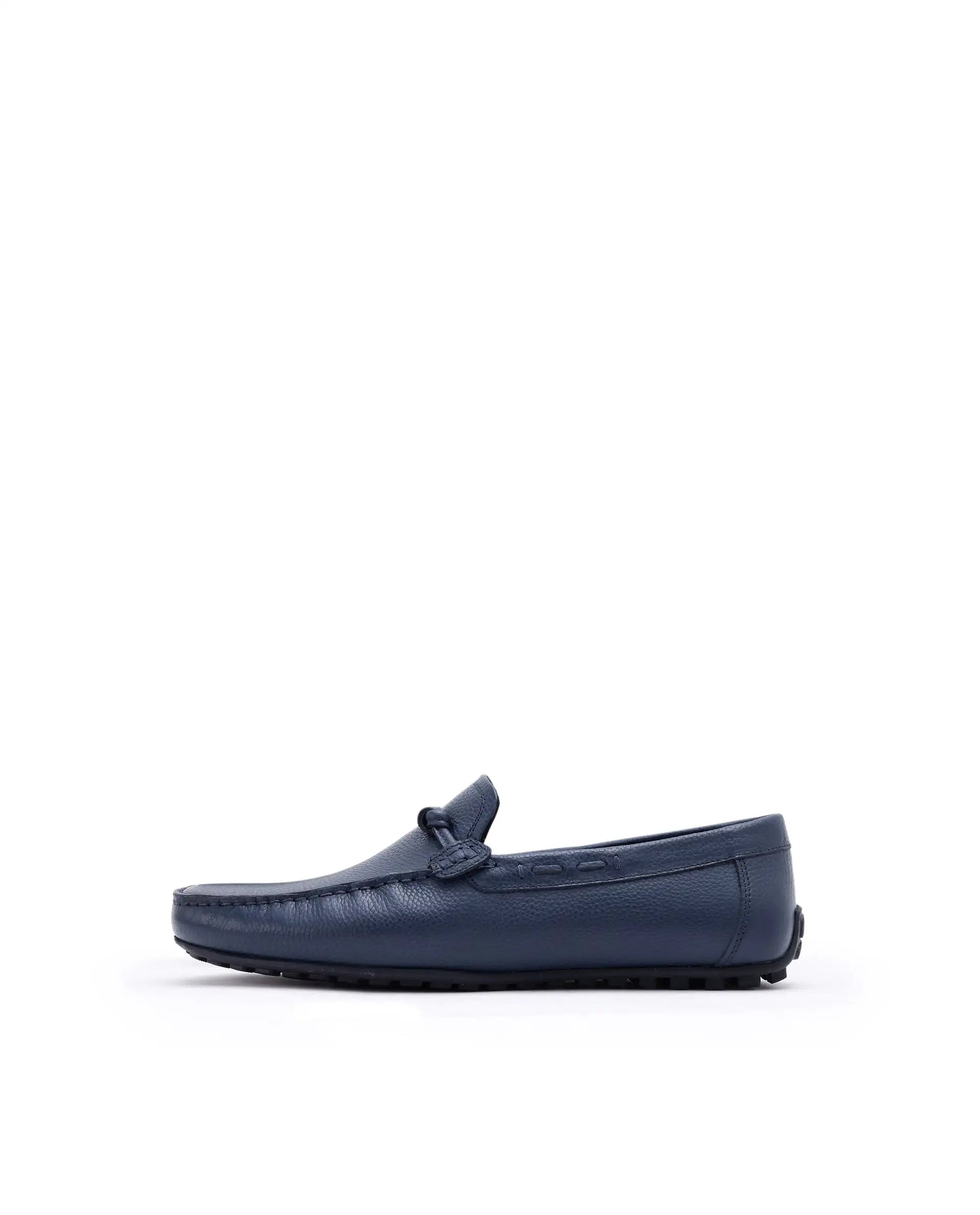 Rare Rabbit Men's Knott Navy Slip-On Genuine Milled Leather Driving Mocassin