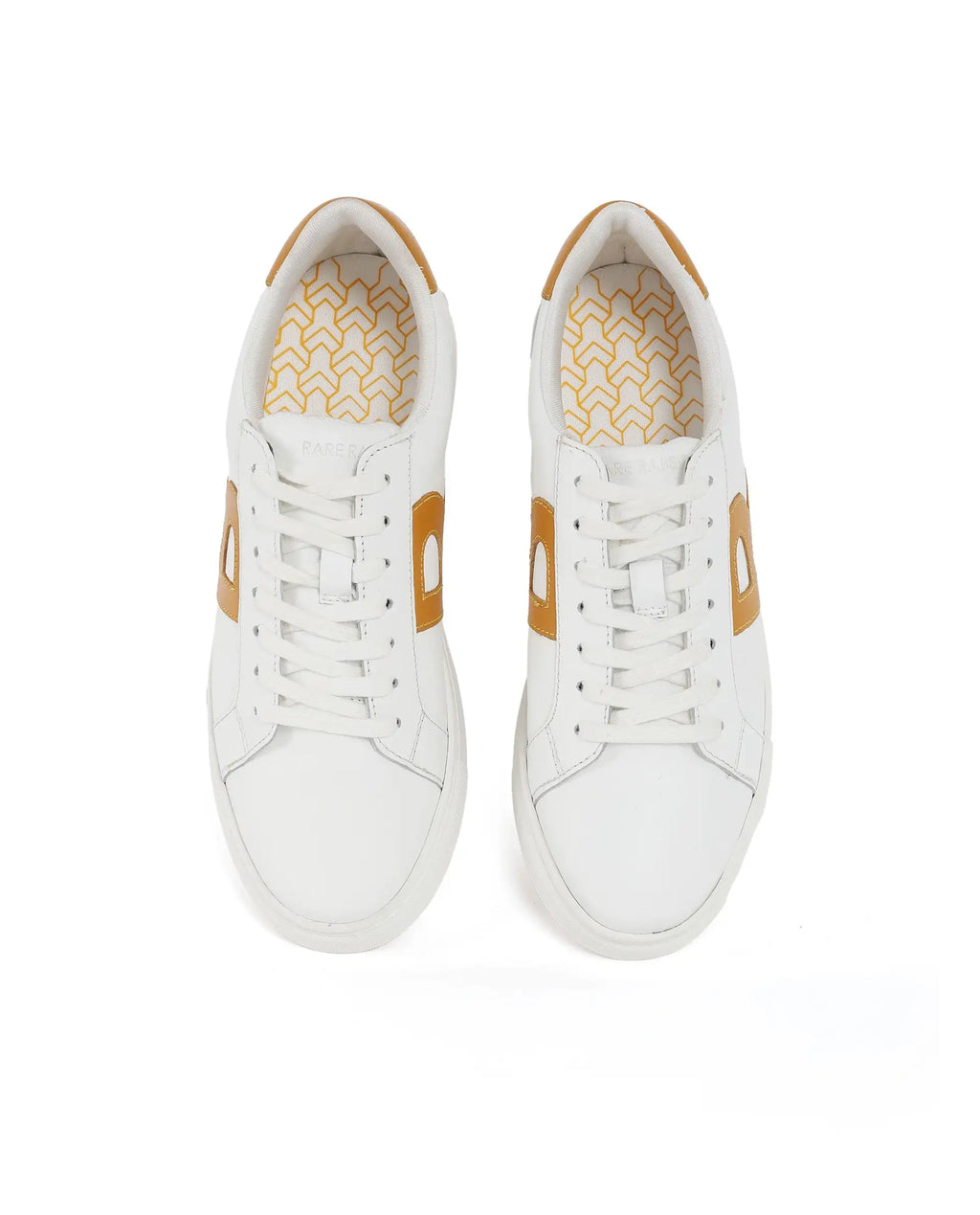 Rare Rabbit Men's Nova Mustard Round Toe Smart Casual Low-Top Lace-Up Logo Branding Sneaker Shoes