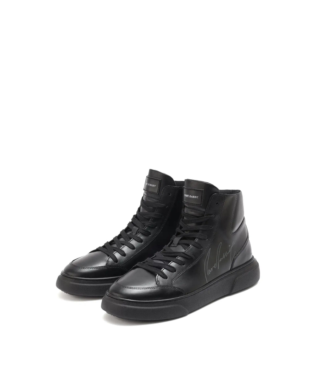 Rare Rabbit Men's Panzer Black Leather Round Toe Derby Style Zip Closure High Top Sneaker Shoes