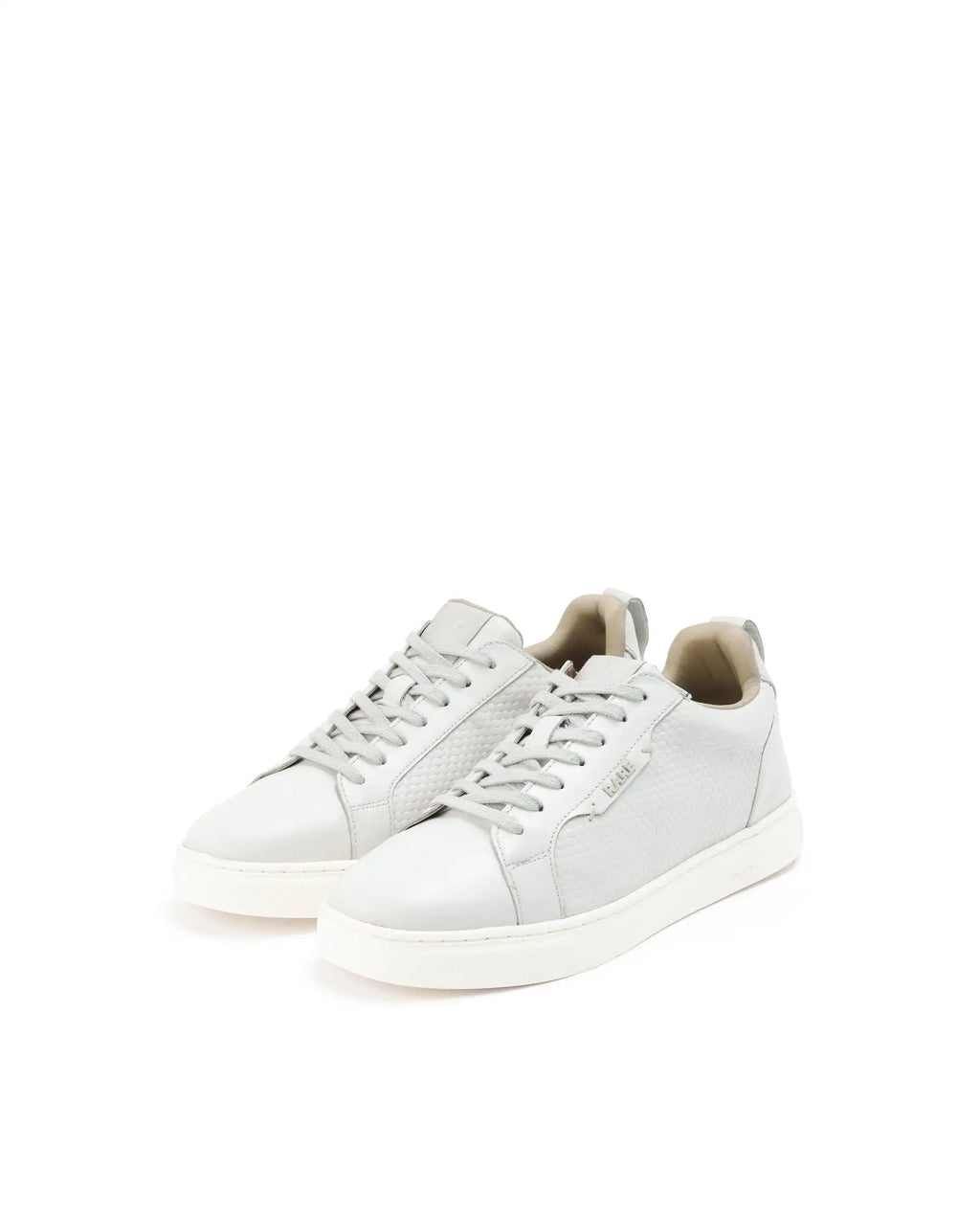 Rare Rabbit Mens Rapso Light Beige Round Toe Low-Top Embossed Lace-Up Sneaker Shoes