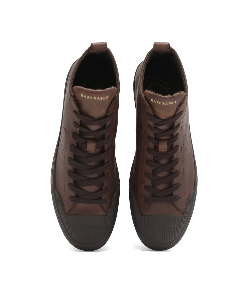 Rare Rabbit Men's Sauroil Hi Pro Brown High Top Lace Up Premium Oil Pull-Up Leather Sneaker