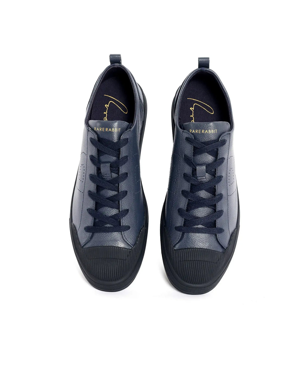 Rare Rabbit Mens Sauron Pro Navy Premium Milled Leather Lace Up Low Top Round Toe Sneaker Shoes
