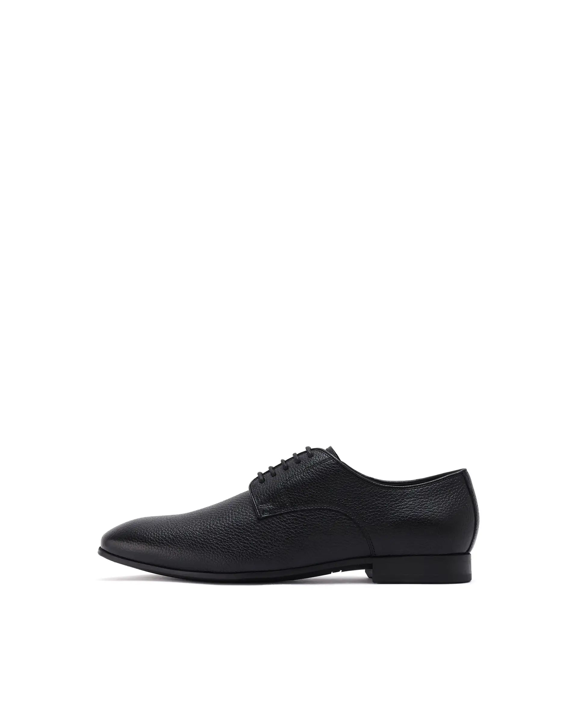 Rare Rabbit Men Wolve Black Milled Leather Derby Style Lace-Up Formal Shoes
