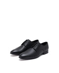 Rare Rabbit Men Wolve Black Milled Leather Derby Style Lace-Up Formal Shoes