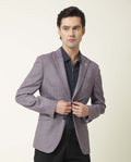 Rare Rabbit Men's Drews Purple Polyester Plain Tailored Fit Full Sleeve Lapel Neck Blazer