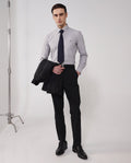 Rare Rabbit Men's Oxfom Grey Cotton Embroidered Regular Fit Full Sleeve Collared Shirt