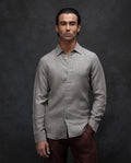 Rare Rabbit Men's Dalin Beige 100% Linen Plain Regular Fit Full Sleeve Collared Shirt