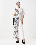 Rareism Women's Neilsono White Cotton Blend Floral Print Ankle Length Flared Trouser