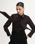 Rareism Women's Aviol Brown Polyester Collared Neck Regular Fit Shirt