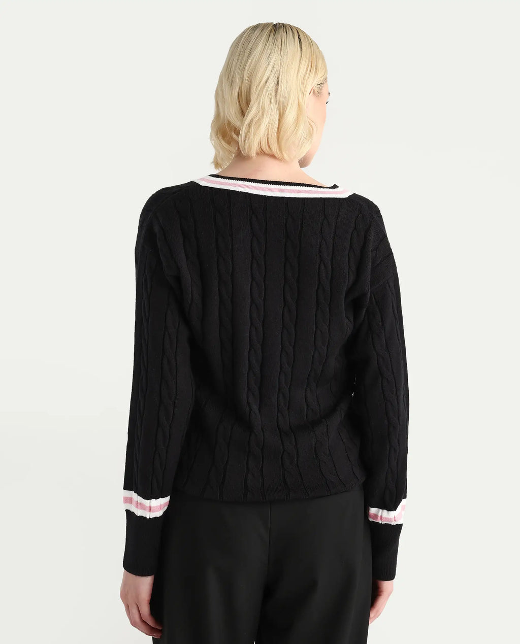 Rareism Women's Jacqi Light Multi Cotton Plain Relaxed Fit Sweater