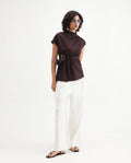 Rareism Women's Janry Beige Viscose Blend Plain Ankle Length Straight Fit Trouser
