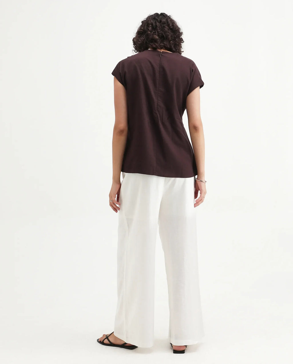 Rareism Women's Janry Beige Viscose Blend Plain Ankle Length Straight Fit Trouser