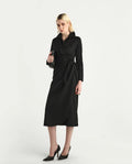 Rareism Women's Jenlin Black Polyester blend Cuffed Sleeve Jonny Collar Straight Fit Plain Midi Dress