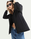 Rareism Women's Kosty Black Polyester Hoody Jacket Plain Jacket