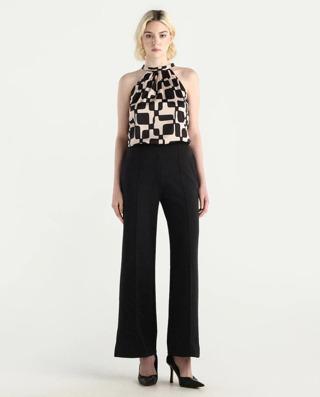 Rareism Women's Lex Black Cotton Blend Straight Fit Track Pant