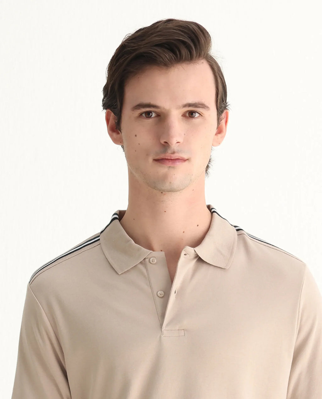 Rare Rabbit Men Loui Beige Cotton Fabric Striped Short Sleeve And Collar Neck Plain Polo