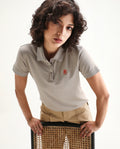 Rareism Women's Lugano Dusky Brown Cotton Blend Polo Neck Plain Regular Fit Polo