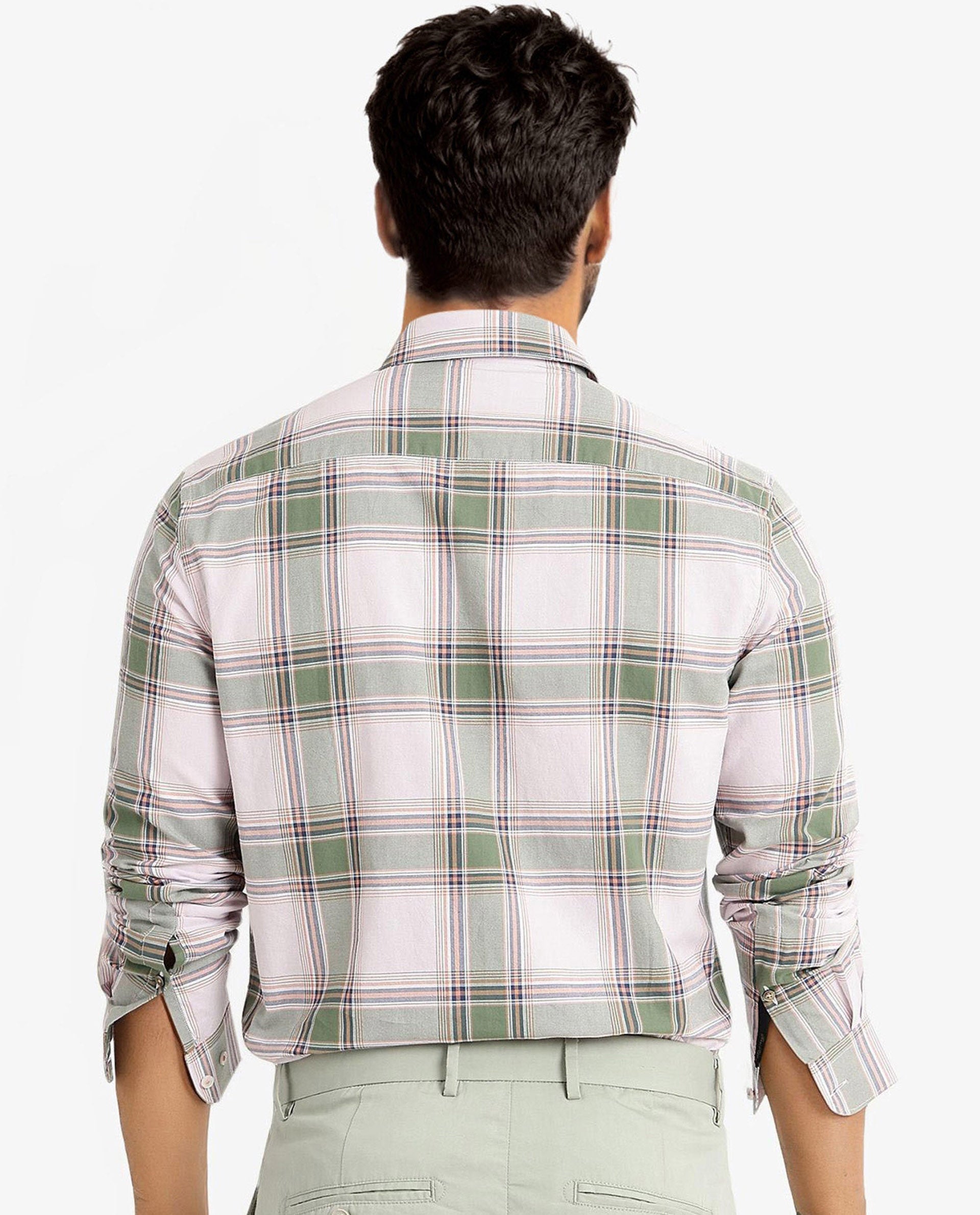 Rare Rabbit Men's Malpy Pink Cotton Checked Print Regular Fit Full Sleeve Collared Shirt